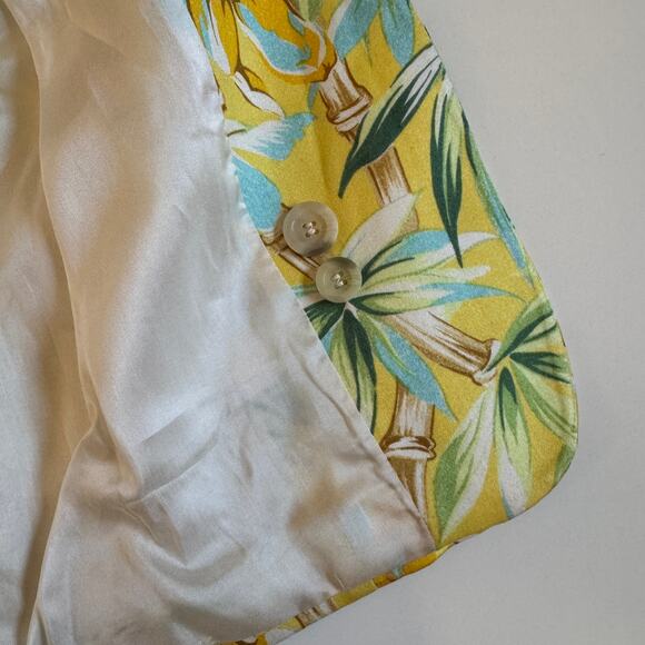 Cache Vintage Floral Bamboo Yellow Blazer EUC Size 4 Vibrant Hawaiian Tropical - Picture 12 of 13